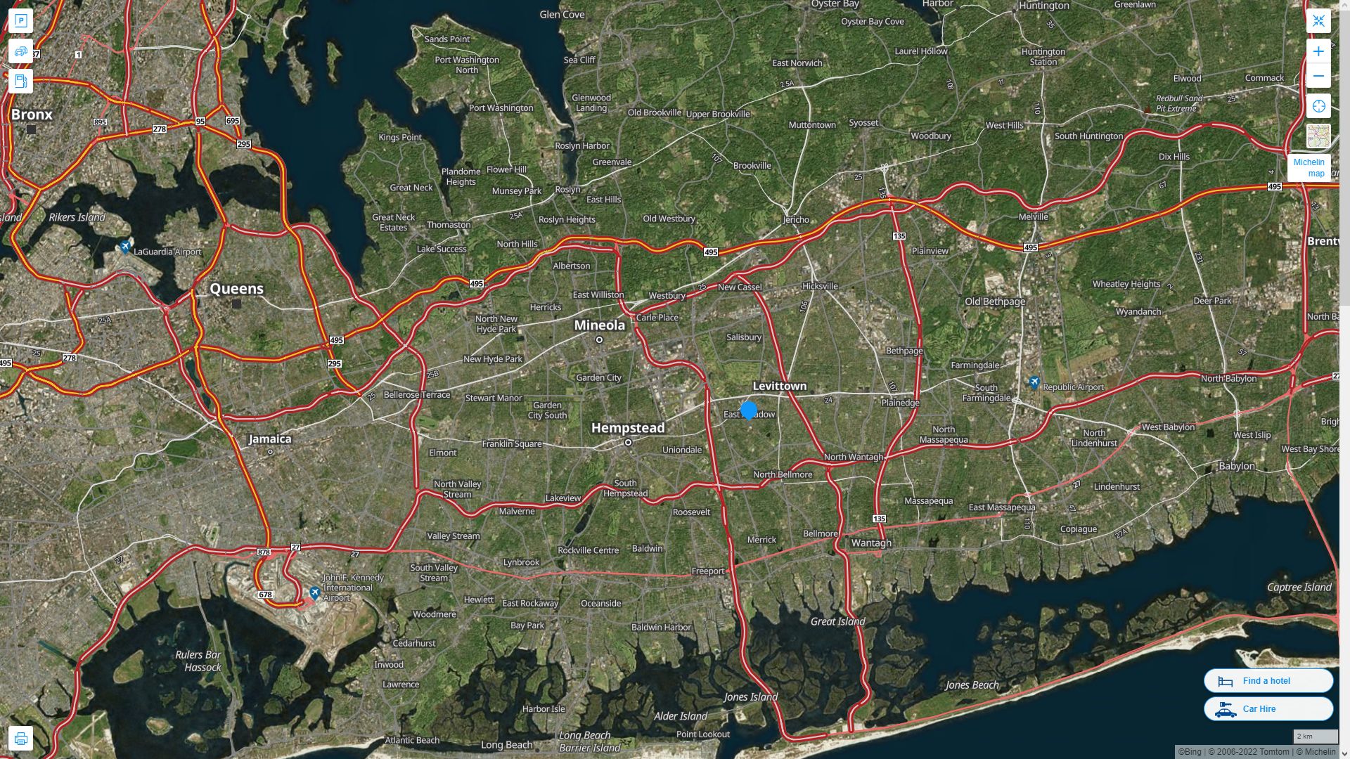 East Meadow New York Highway and Road Map with Satellite View
